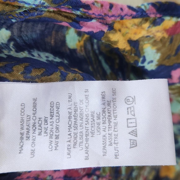 Pilcro Anthropologie Dolman Sleeve Button Down Blue Floral Cottage Top Medium - Picture 6 of 8